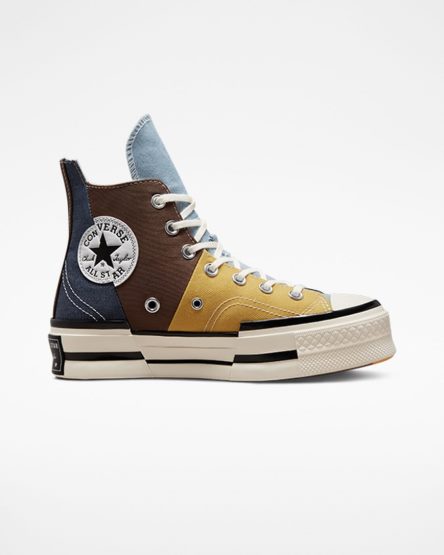 Tenis Converse Chuck 70 Plus Material Mashup Cano Alto Feminino Marrom Azul Marinho | PT H09480P